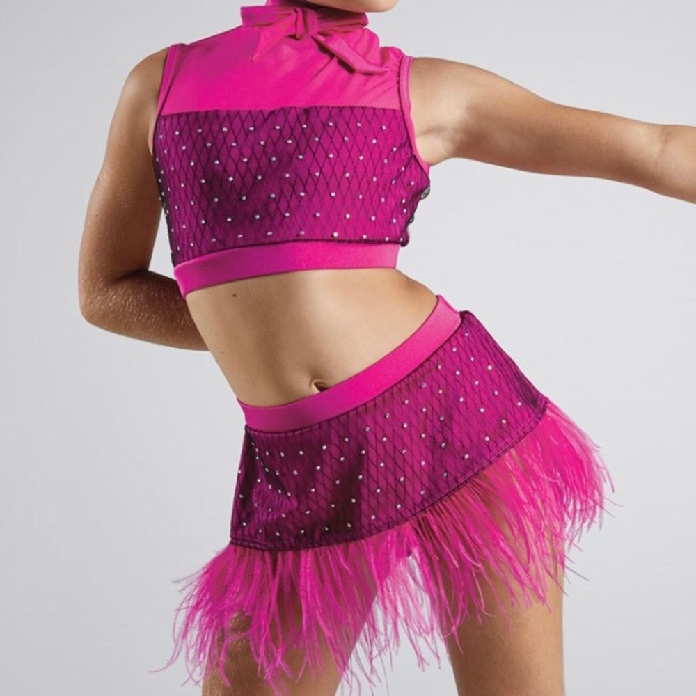 Weissman Two Piece Hot Pink Rhinestone Costume